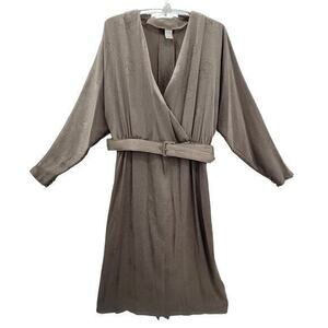 HP Simon Sez Vintage Shimmer Textured‎ Plunging Neck Belted Midi Bodycon Dress